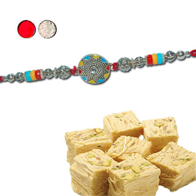 "Rakhi - ZR-5530 A (Single Rakhi), 500gms of Haldiram Soanpapdi - Click here to View more details about this Product
